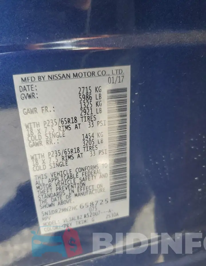 5N1DR2MN2HC658725 Photo# 13
