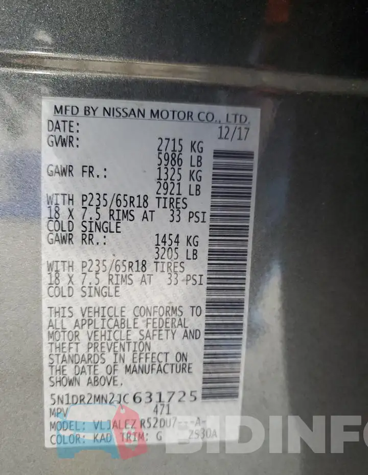 5N1DR2MN2JC631725 Photo# 14