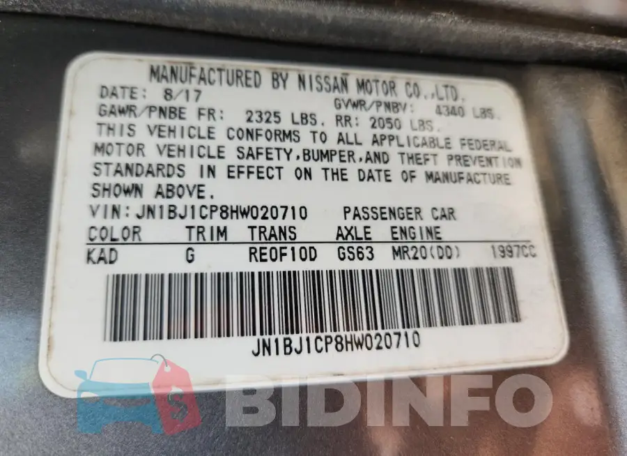 JN1BJ1CP8HW020710 Photo# 13