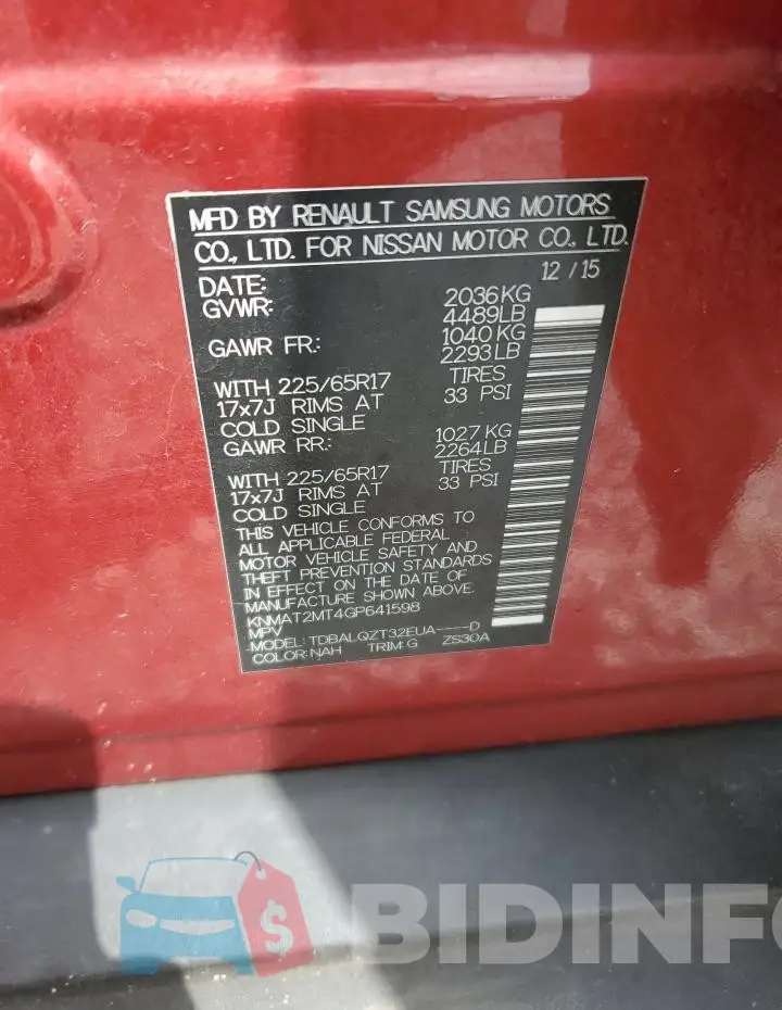 KNMAT2MT4GP641598 Photo# 14