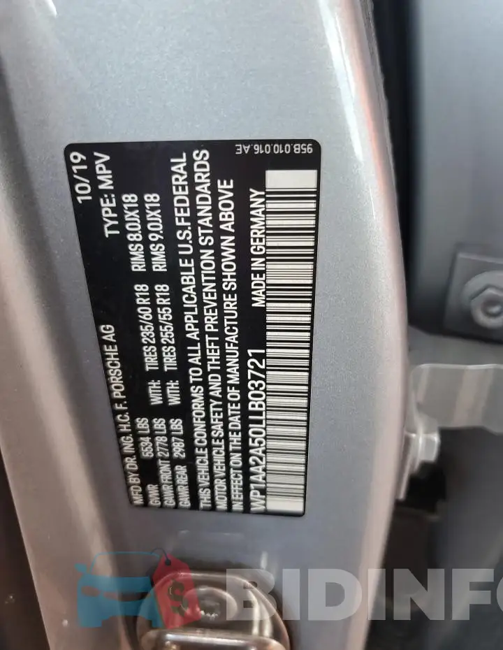 WP1AA2A50LLB03721 Photo# 13