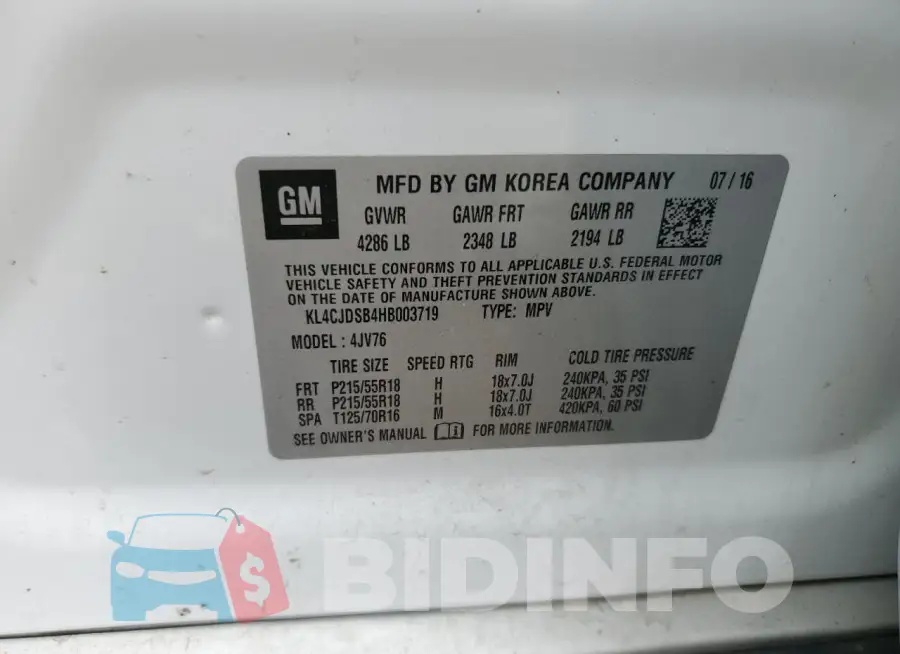 KL4CJDSB4HB003719 Photo# 14