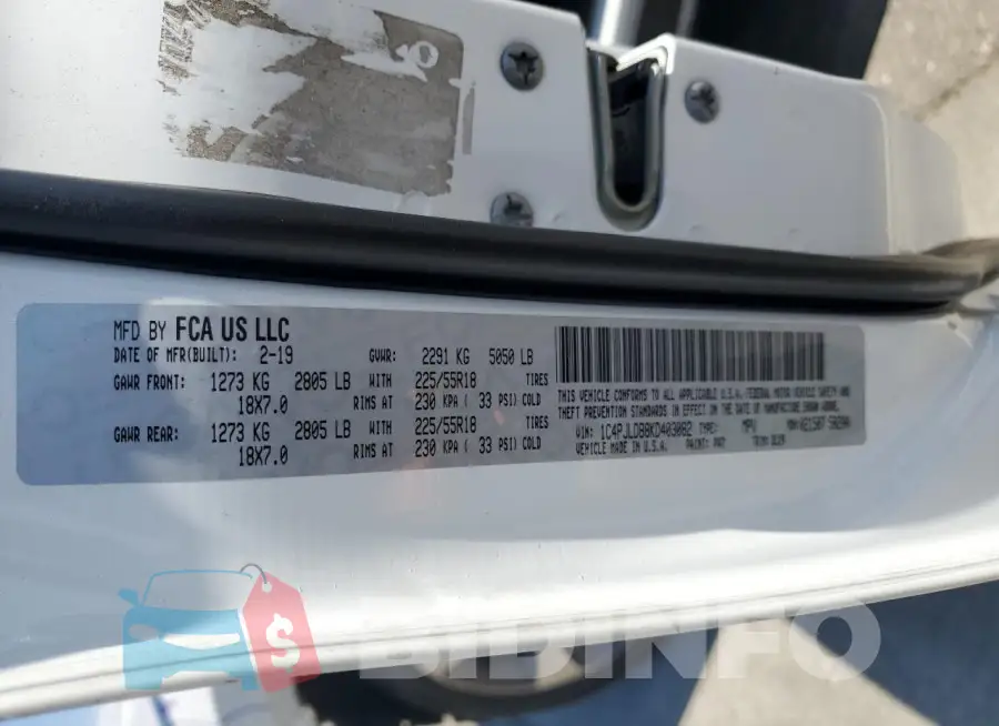 1C4PJLDB8KD403082 Photo# 13