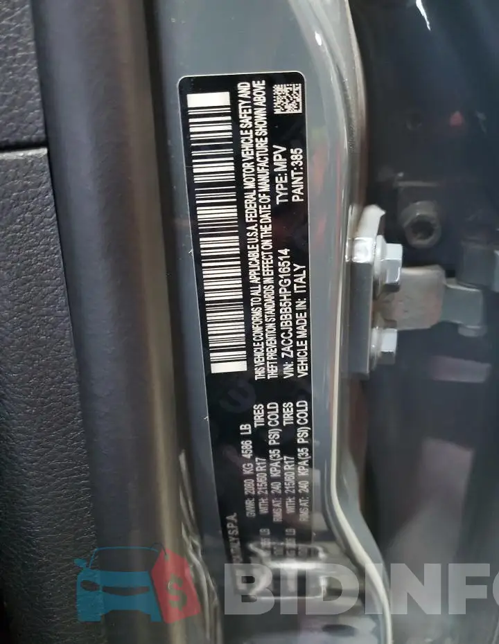 ZACCJBBB5HPG16514 Photo# 13