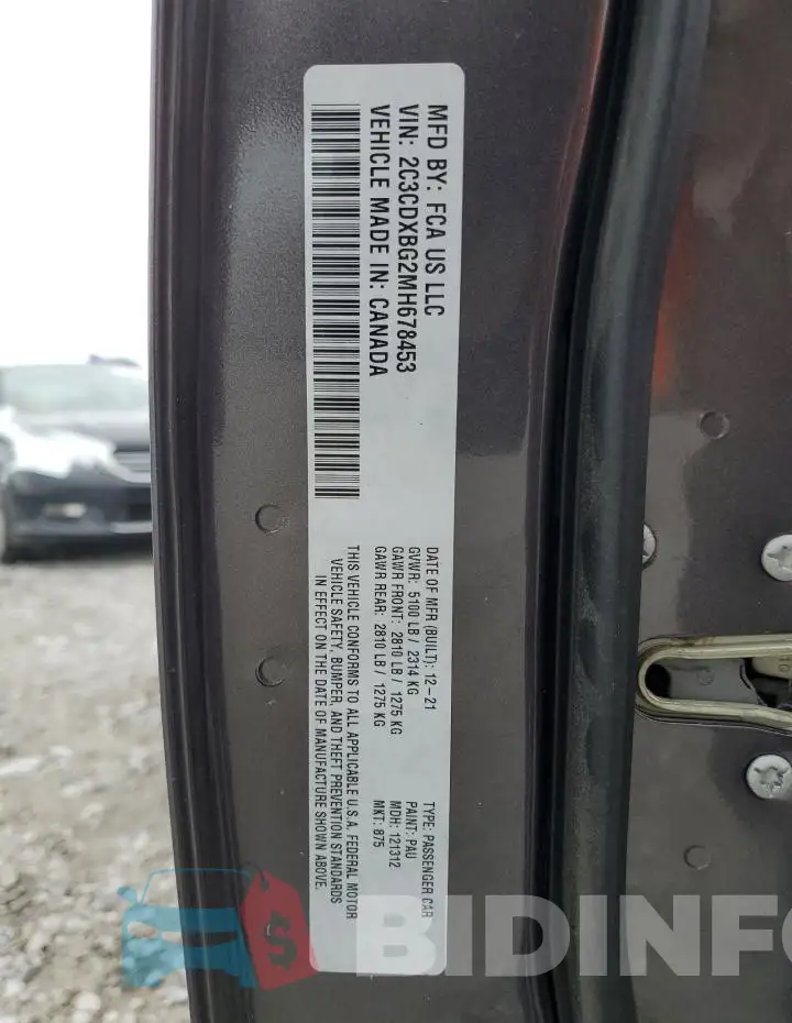 2C3CDXBG2MH678453 Photo# 12