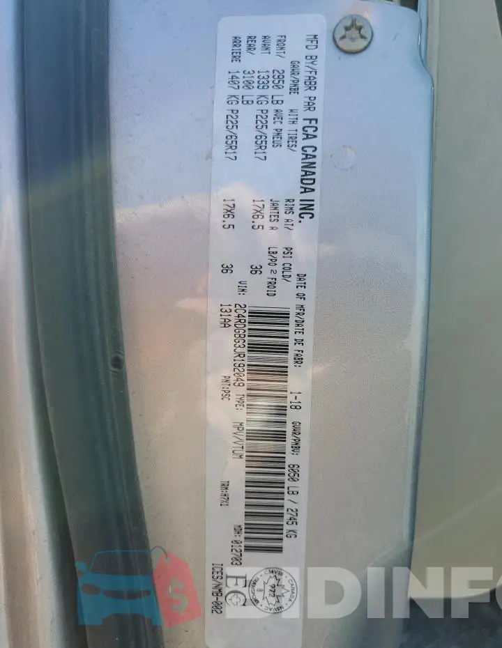 2C4RDGBG3JR192049 Photo# 14