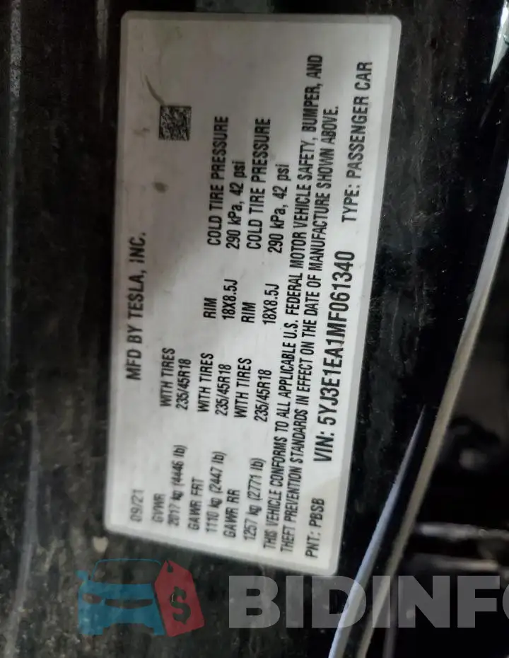5YJ3E1EA1MF061340 Photo# 13