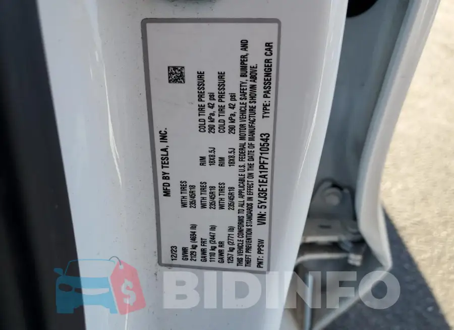 5YJ3E1EA1PF710543 Photo# 12