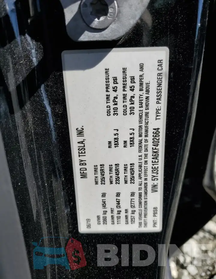 5YJ3E1EA6KF402664 Photo# 12