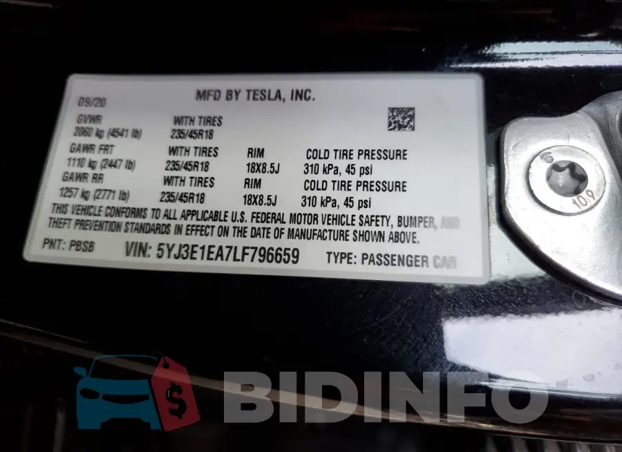 5YJ3E1EA7LF796659 Photo# 13
