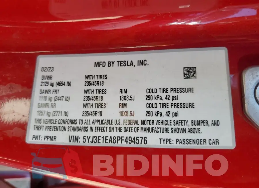 5YJ3E1EA8PF494576 Photo# 12