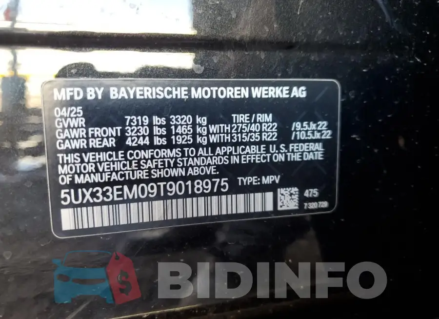 5UX33EM09T9018975 Photo# 13