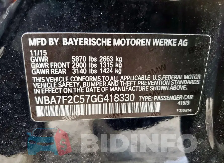 WBA7F2C57GG418330 Photo# 12