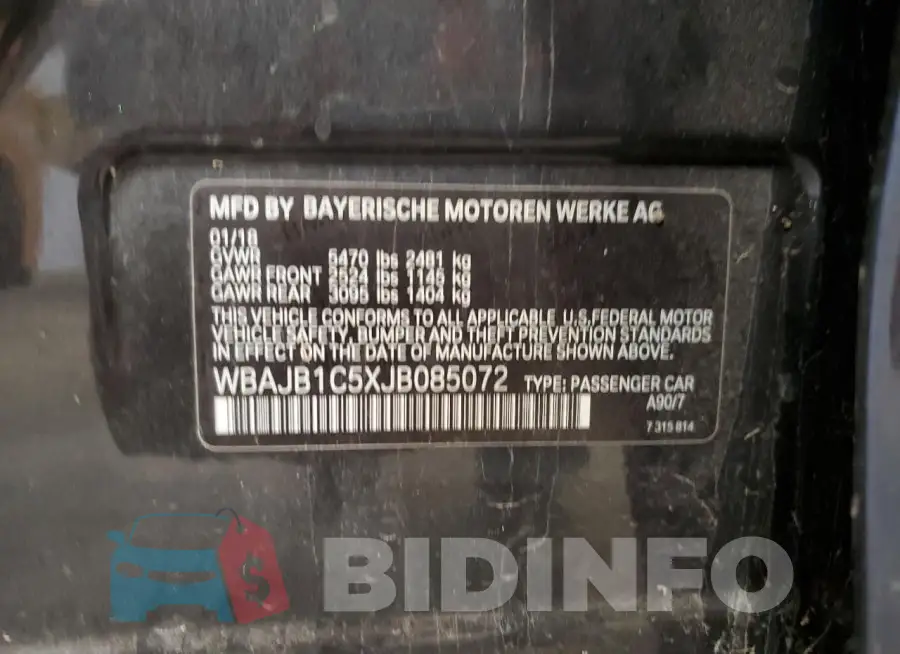 WBAJB1C5XJB085072 Photo# 12