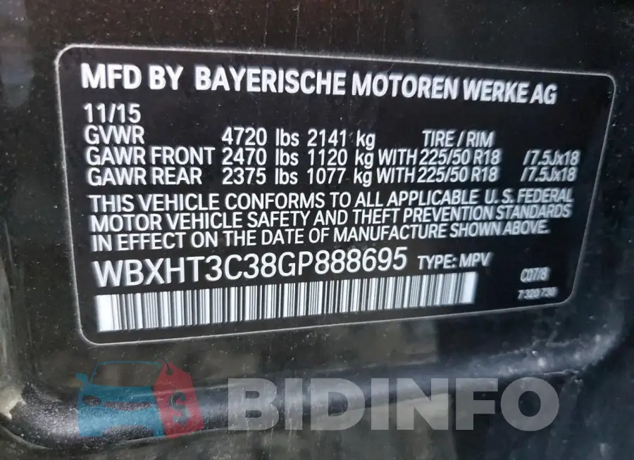 WBXHT3C38GP888695 Photo# 13