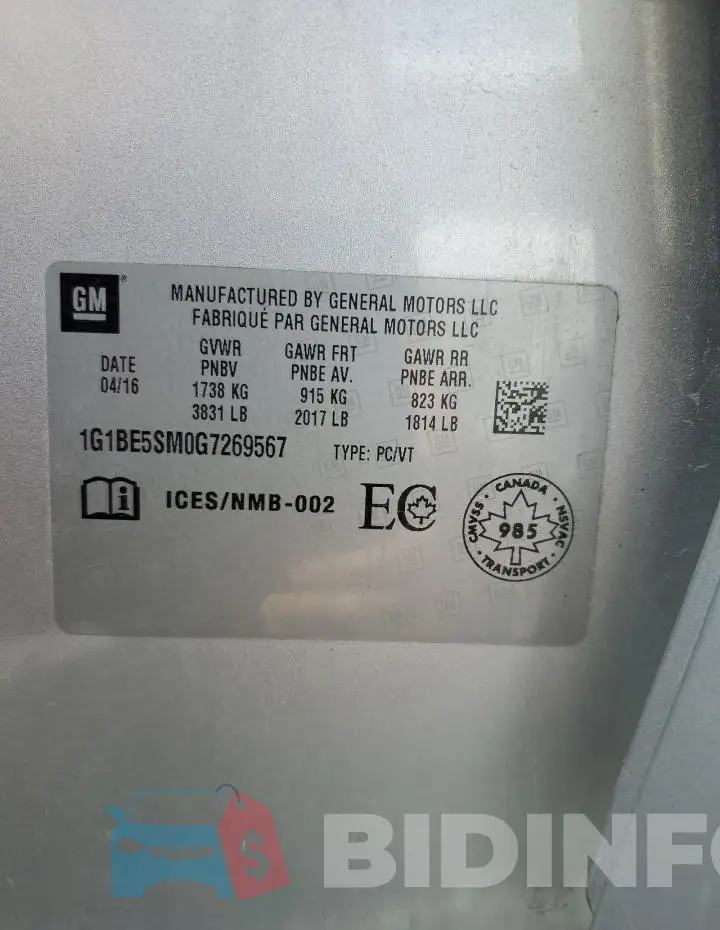 1G1BE5SM0G7269567 Photo# 13