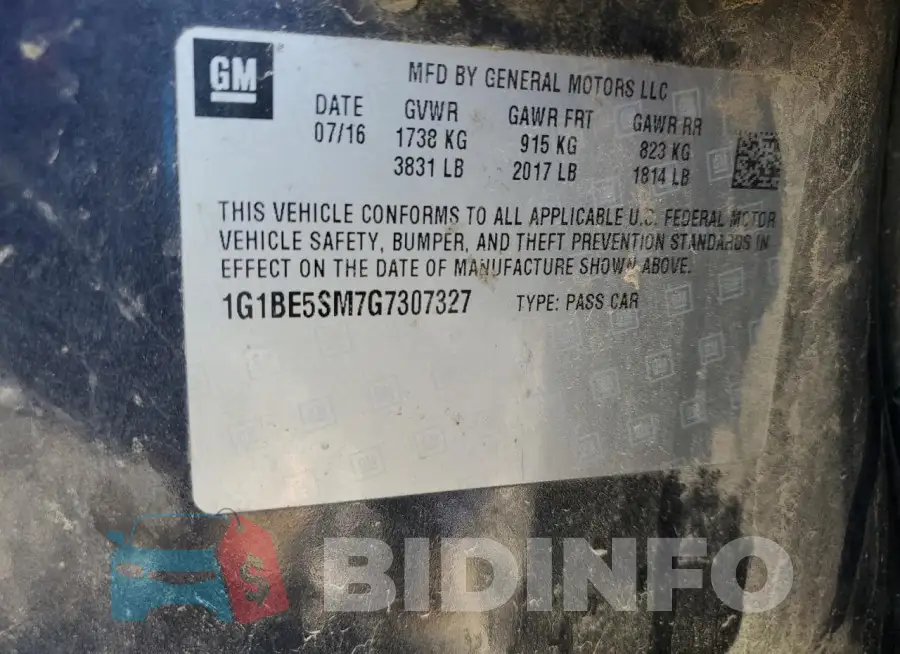 1G1BE5SM7G7307327 Photo# 12