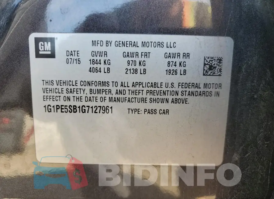 1G1PE5SB1G7127961 Photo# 12