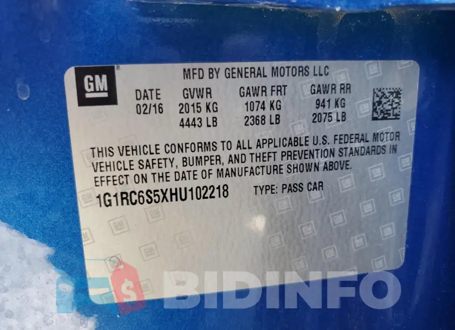 1G1RC6S5XHU102218 Photo# 12