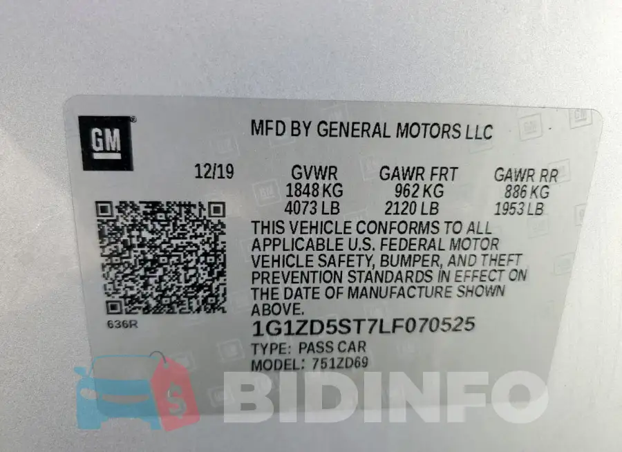 1G1ZD5ST7LF070525 Photo# 12