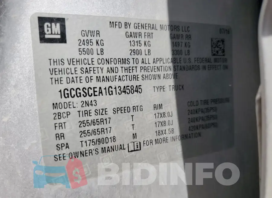 1GCGSCEA1G1345845 Photo# 12