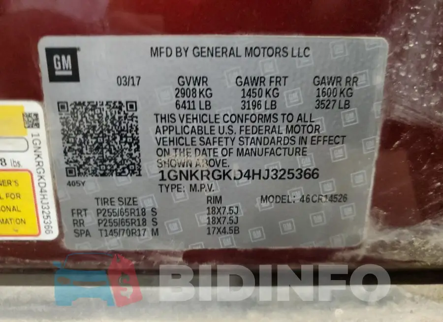 1GNKRGKD4HJ325366 Photo# 14