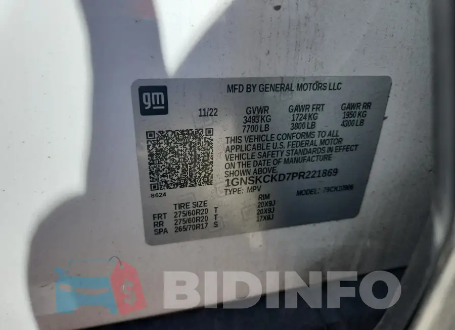 1GNSKCKD7PR221869 Photo# 13