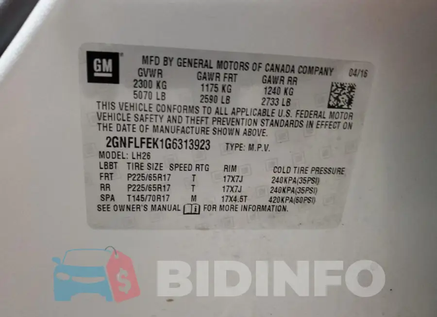 2GNFLFEK1G6313923 Photo# 13
