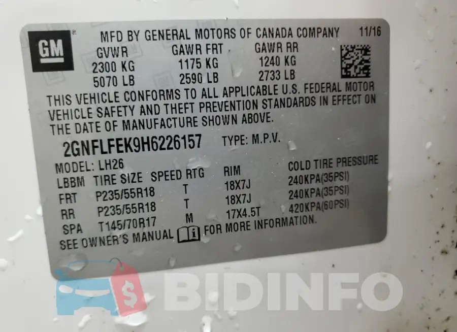 2GNFLFEK9H6226157 Photo# 13