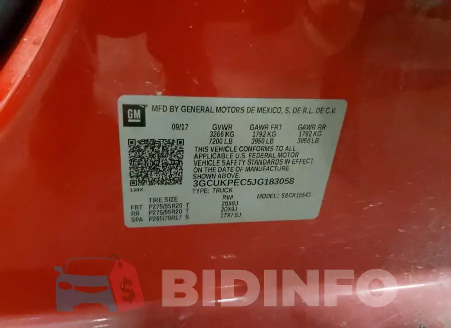 3GCUKPEC5JG183058 Photo# 12