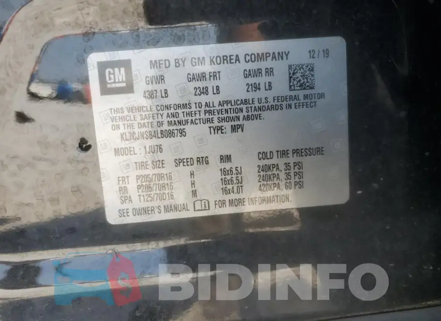 KL7CJNSB4LB086795 Photo# 14
