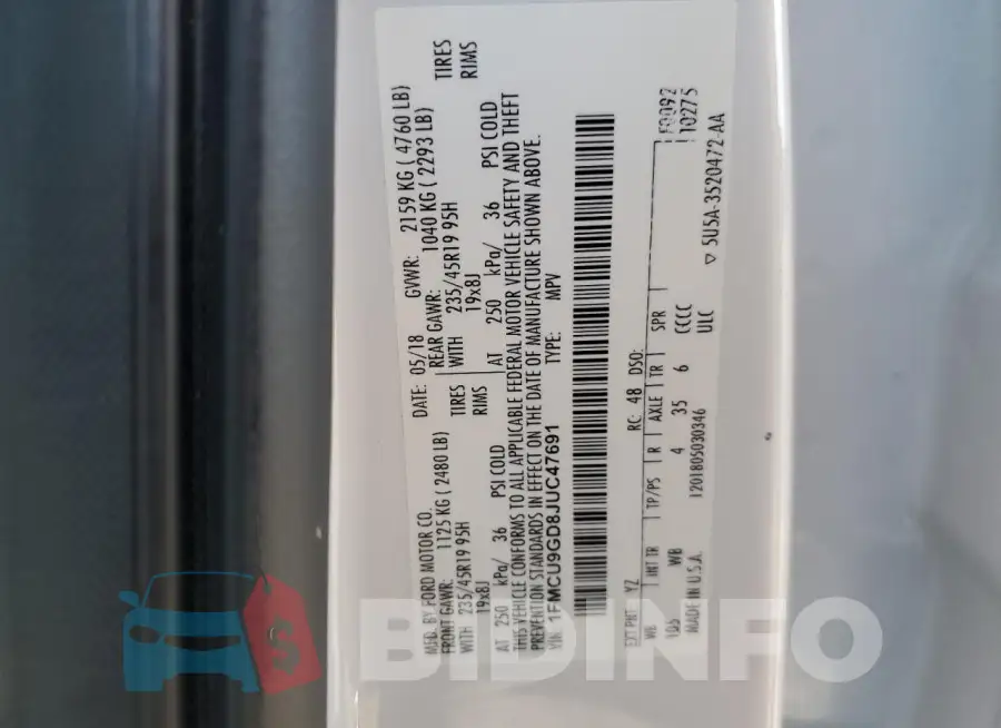 1FMCU9GD8JUC47691 Photo# 13