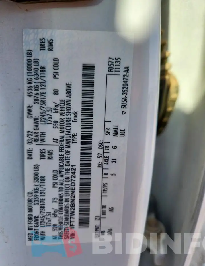 1FT7W2BN2NED72421 Photo# 12