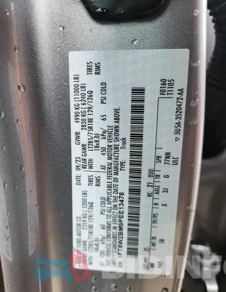 1FT8W2BM9PEE13478 Photo# 12