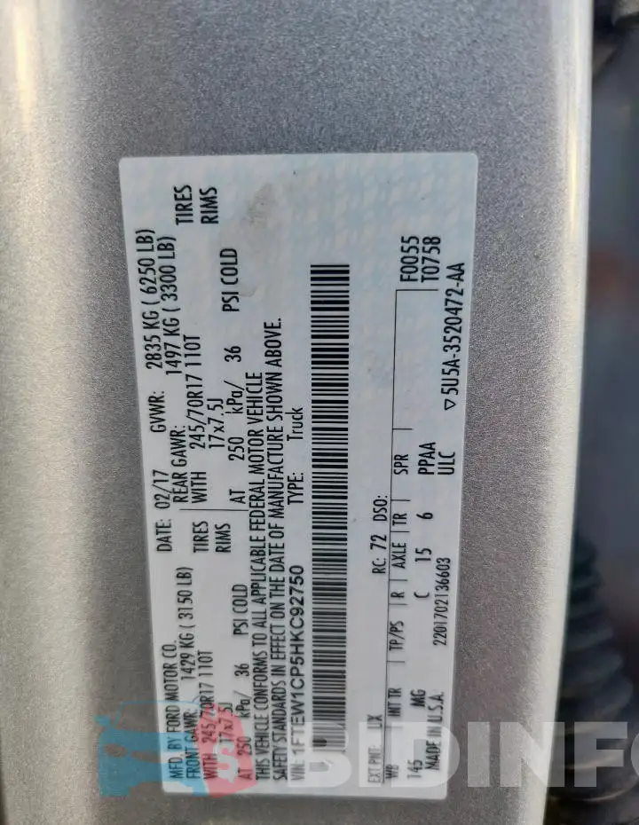 1FTEW1CP5HKC92750 Photo# 13