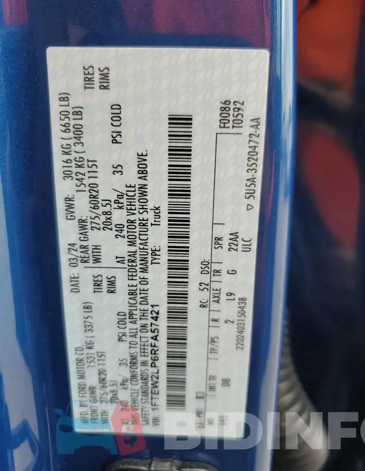 1FTEW2LP6RFA57421 Photo# 12