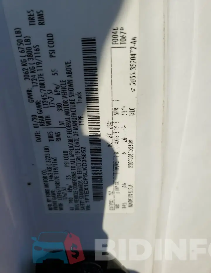 1FTEX1CP5LKD35652 Photo# 12