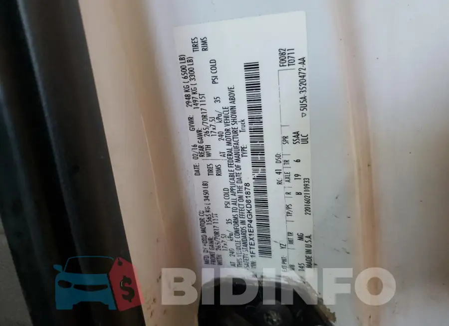 1FTEX1EP4GKD81878 Photo# 13