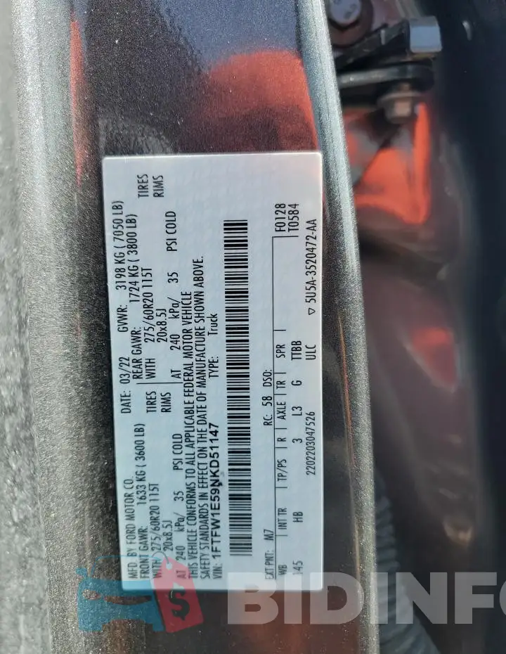 1FTFW1E59NKD51147 Photo# 13