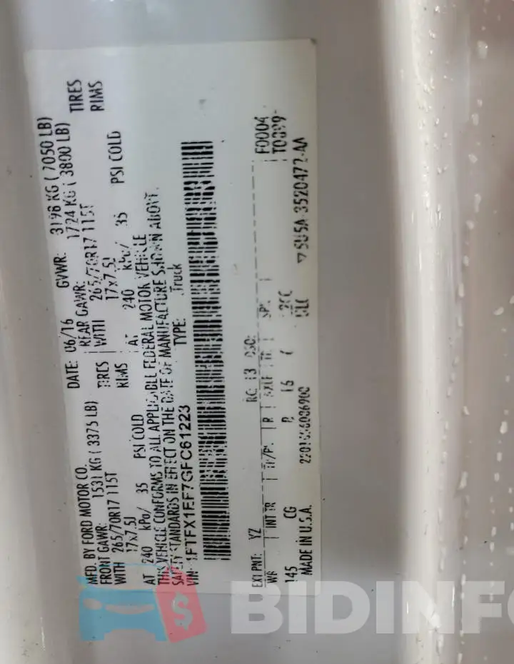 1FTFX1EF7GFC61223 Photo# 12