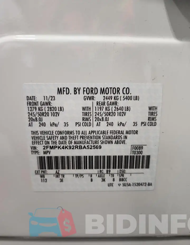 2FMPK4K92RBA52569 Photo# 13