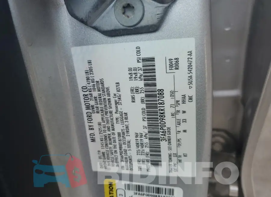 3FA6P0D98KR187088 Photo# 12