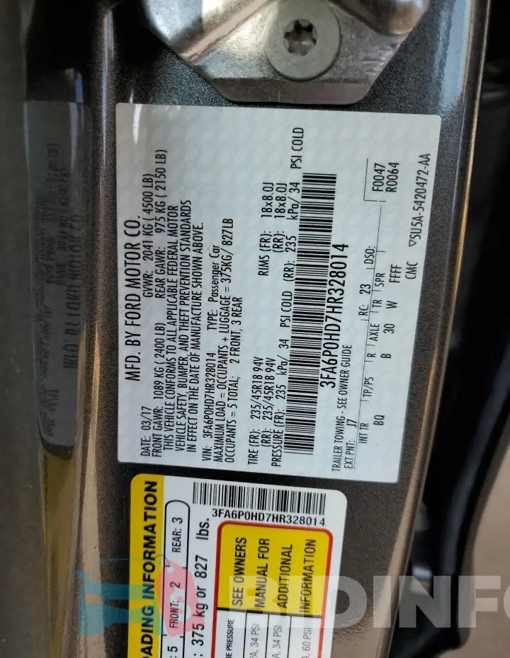 3FA6P0HD7HR328014 Photo# 12