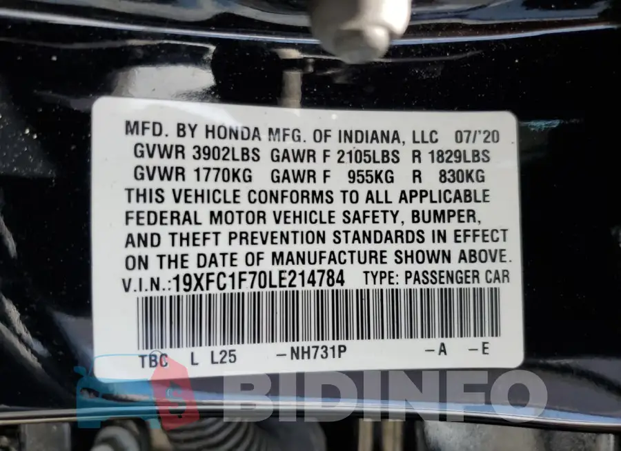 19XFC1F70LE214784 Photo# 13