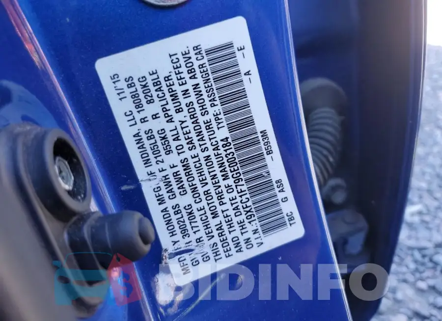 19XFC1F79GE003184 Photo# 12