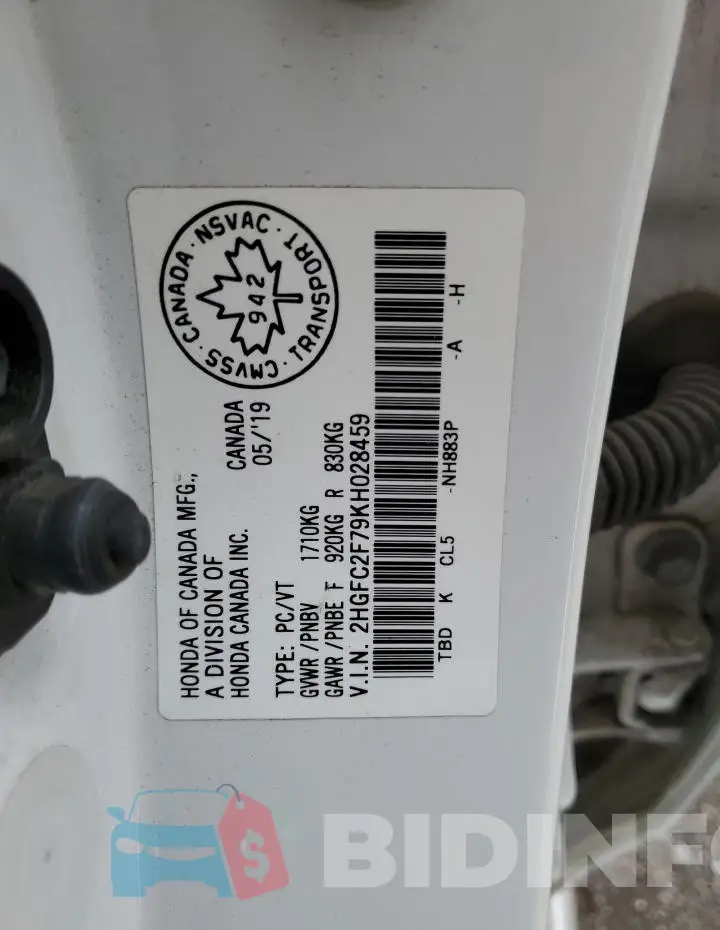 2HGFC2F79KH028459 Photo# 12
