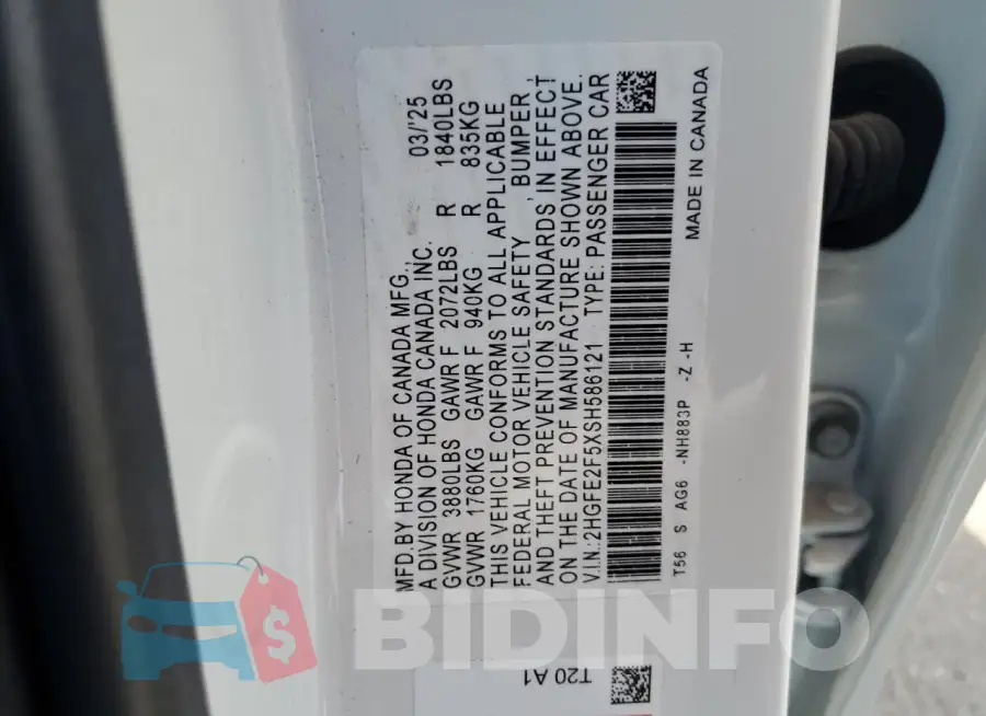 2HGFE2F5XSH586121 Photo# 13