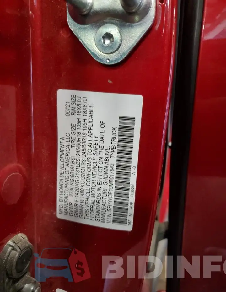 5FPYK3F19MB017943 Photo# 12