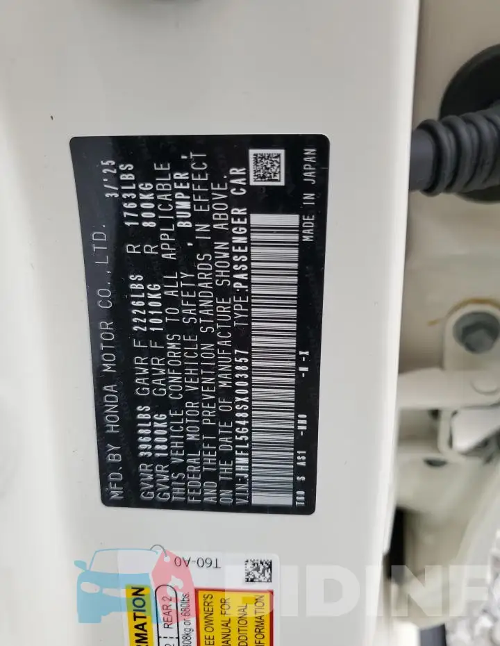 JHMFL5G48SX003857 Photo# 13
