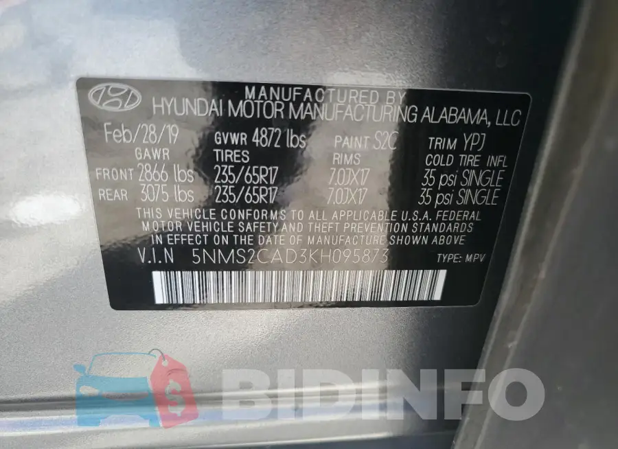 5NMS2CAD3KH095873 Photo# 13